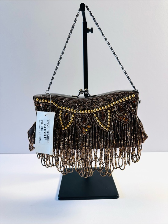 Handbags - Bronze/Brown Beaded Kiss Lock Evening bag/Purse NWT